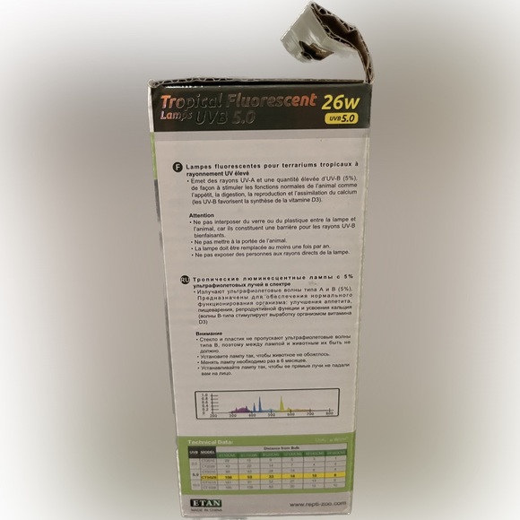 Reptile Zoo Tropical 26 Watt Fluorescent Lamp UVB 5.0 NWT - Picture 2 of 4